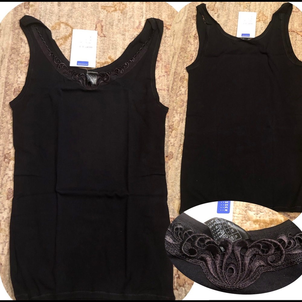 Schiesser Chemisette black top without sleeves